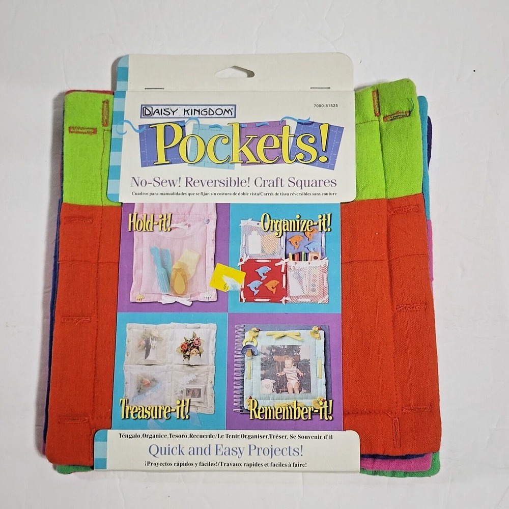 Daisy Kingdom Pockets No Sew Reversible Craft Squares Multicolor Vintage 2002
